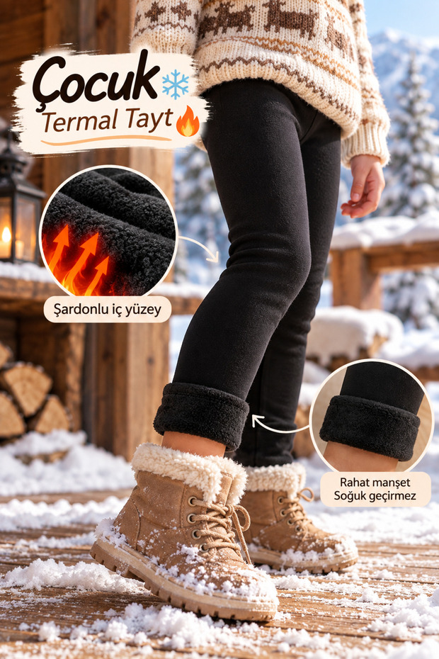 Children's Winter Thermal Tights with Inner Lining to Keep Warm, Unisex Underwear Tights for Girls and Boys