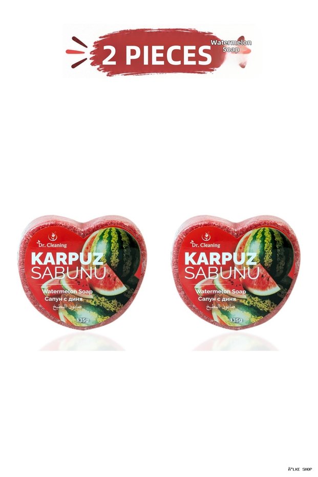 Ilkestor - Watermelon Heart Sponge Soap 135 Gr - 2 Pieces (192721) Set Product