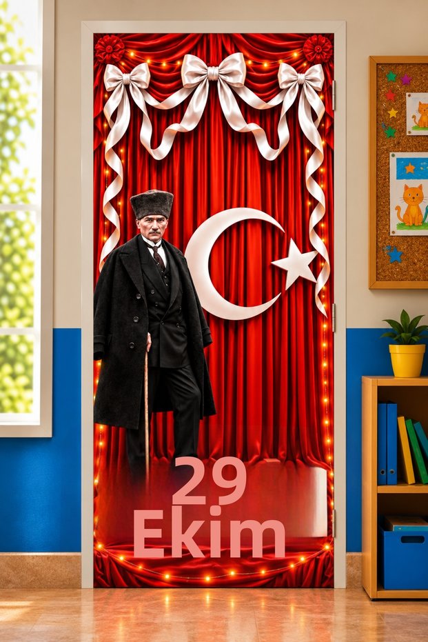 Elastic Door Decoration, Fabric Door Dressing, Republic Day October 29, Classroom Door, School Event Door Decoration