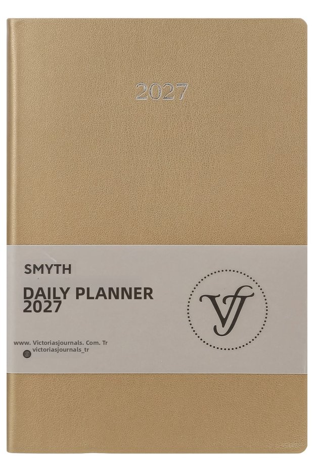 Smyth 2027 Daily Agenda A5 – Vegan Leather Flexible Cover, Silver Gilded Edge.Gold