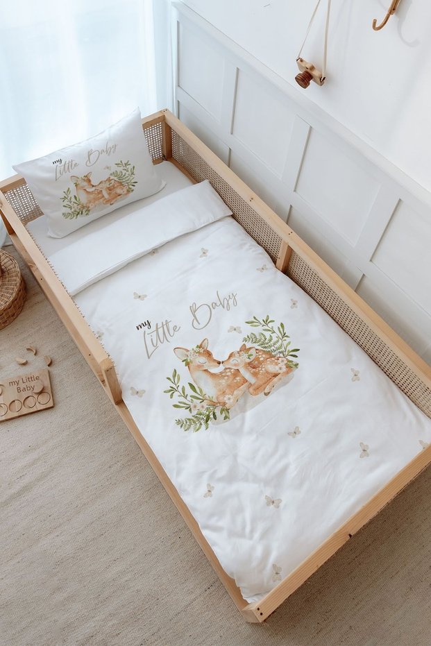Montessori Duvet Cover and Fitted Sheet Set - for Baby Series - Mom and Baby Deer