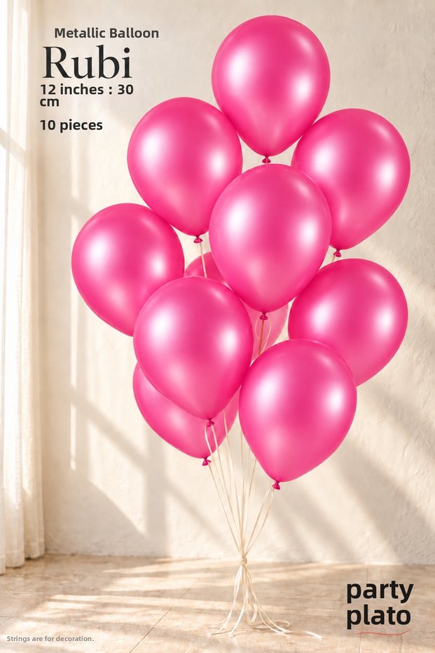 10 Pcs Rubi Fuchsia Metallic Balloon 12 Inch 30 cm Latex Birthday Wedding Party Decoration
