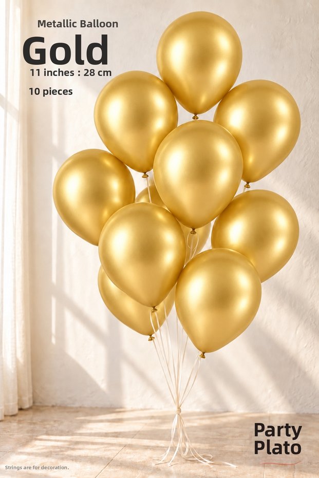 10 Pcs Gold Metallic Balloon 11 Inch 28cm Latex Birthday Wedding Party Decoration