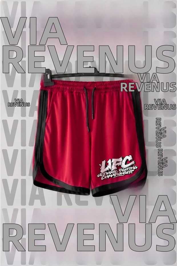 Ultimate Fighting Printed Jersey Sports Training Shorts with Piping Detail