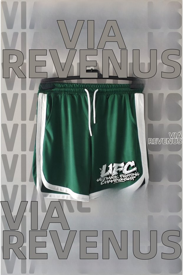 Ultimate Fighting Printed Jersey Sports Training Shorts with Piping Detail