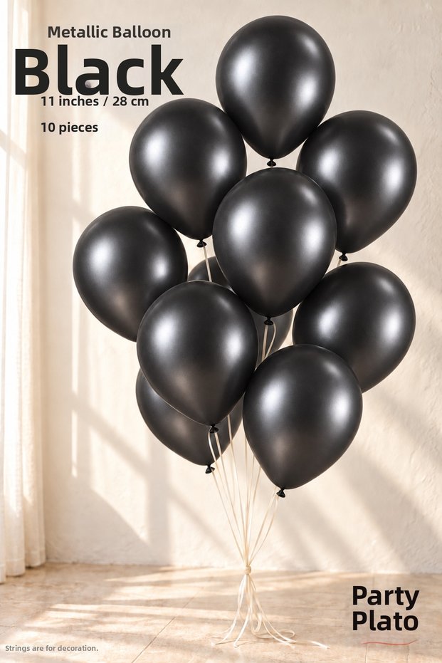 10 Pcs Black Metallic Balloon 11 Inch 28cm Latex Birthday Wedding Party Decoration