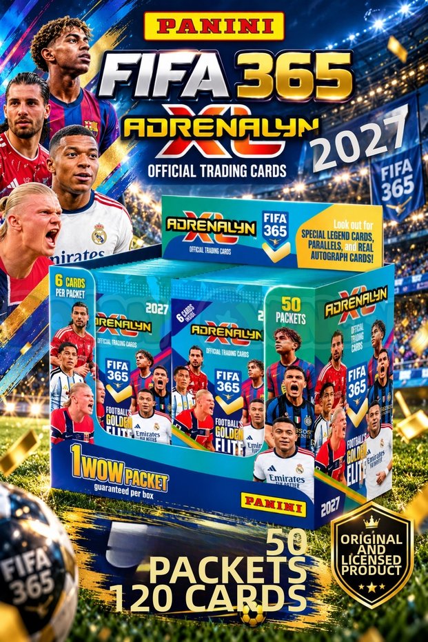 Panini Fifa 365 Adrenalyn XL 2027 Football Player Card Pack - 50 Pack Trading Cards