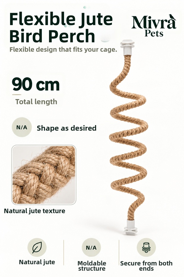90 cm Flexible Bird Perch – Shape According to the Cage
