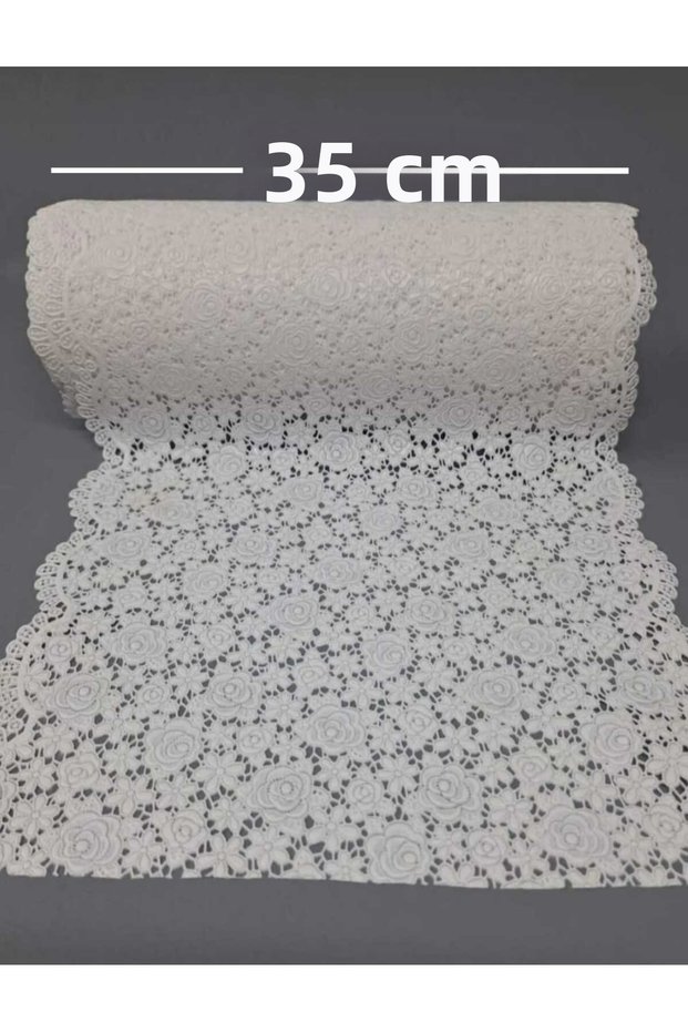 Pvc Trim Lace Shelf and Cabinet Cover Runner White 35 cm Width