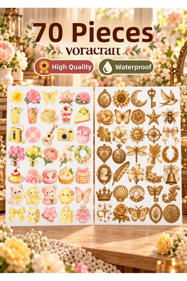 70 Pcs Pastel Sweet Flower Sticker Set – Spring Themed Agenda, Notebook, and Gift Package Decoration Label Ybs0019