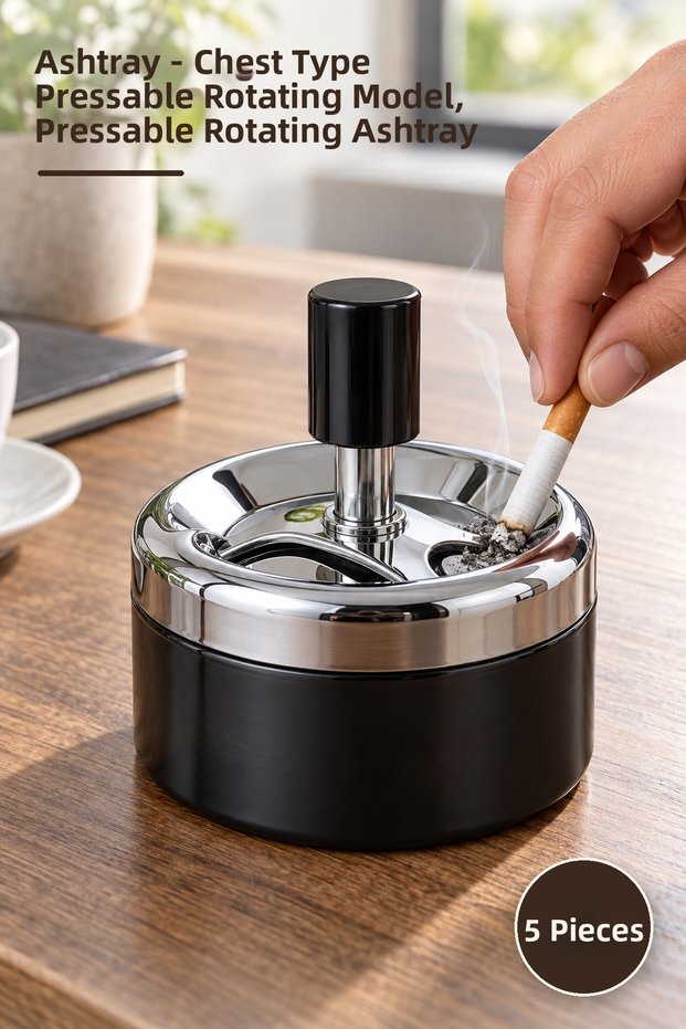 5 Pieces of Ashtrays – Chest-Type Push-And-Turn Model, Push-And-Turn Ashtray