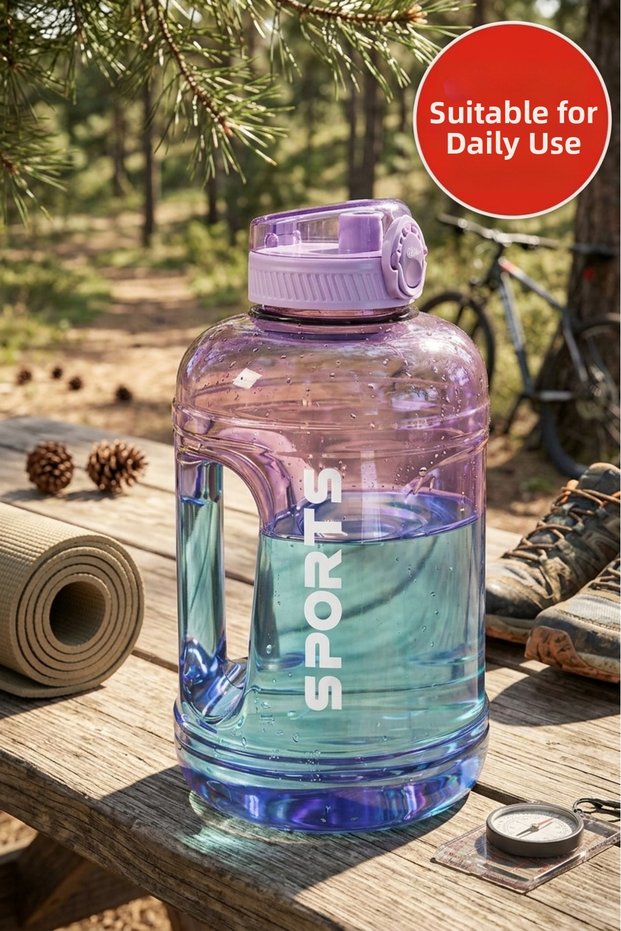 2.2 Liter Sports Water Bottle with Leak-Proof Locking Lid - Bpa-Free Large Motivational Water Bottle & Water Container (2200 ml / Purple)