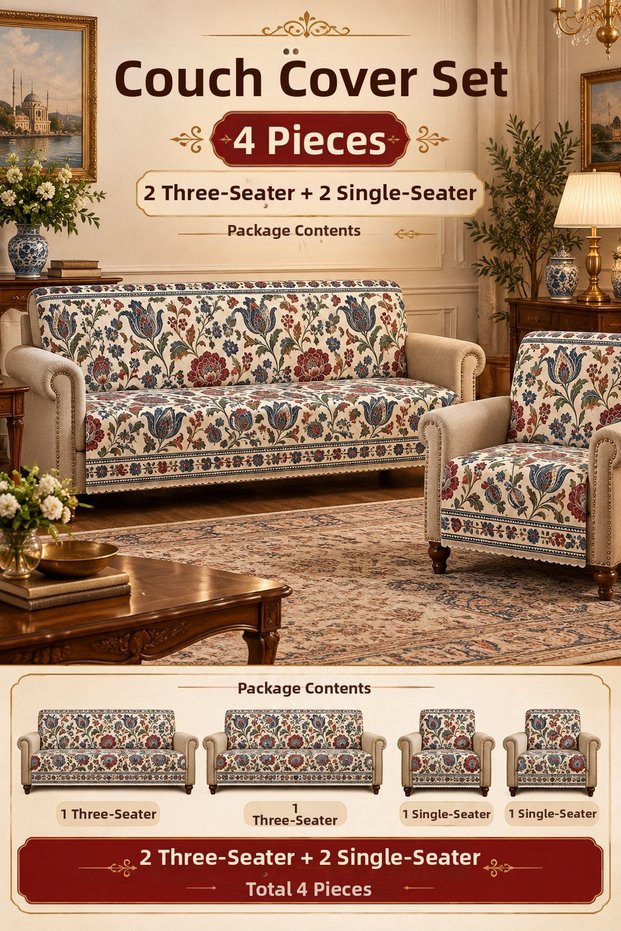 Multi-Purpose Sofa Cover,Sofa Bed Cover Set with Non-Slip Sponge 3,3,1,1