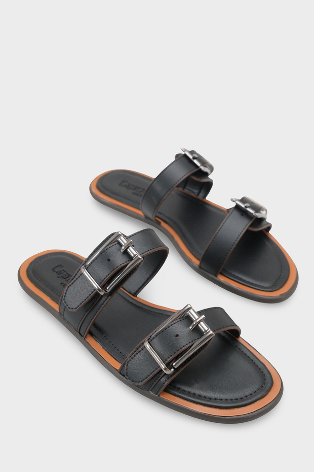 Madalyn Double Buckle Flat Heeled Women's Slippers Women's Slippers