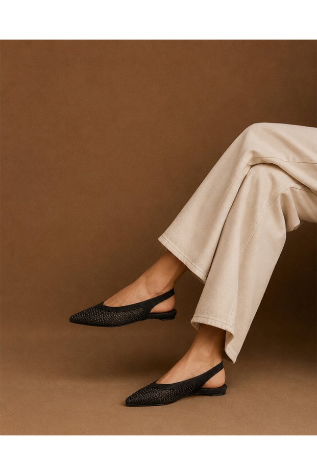 Sharyl Suede Mesh Genuine Leather Pointed Toe Flat Heeled Casual Women's Shoes