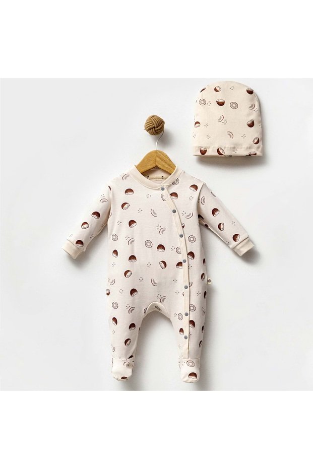 1029 Coconut Patikli Jumpsuit 0-3 Months Kemi̇n