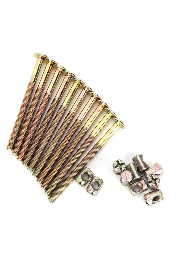 90mm 10 pcs M6 Carbon Steel Furniture Bolts Screw With Barrel Nuts Dowel Nut Connector Fastener