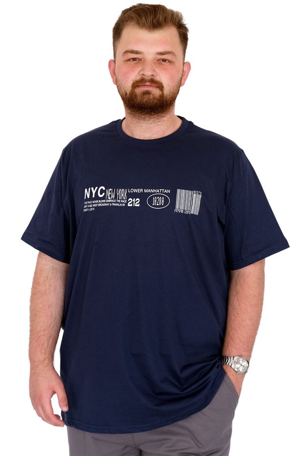 Fashion XL Large Size Men's T-Shirt Crew Neck Nyc New York U25019 Indigo
