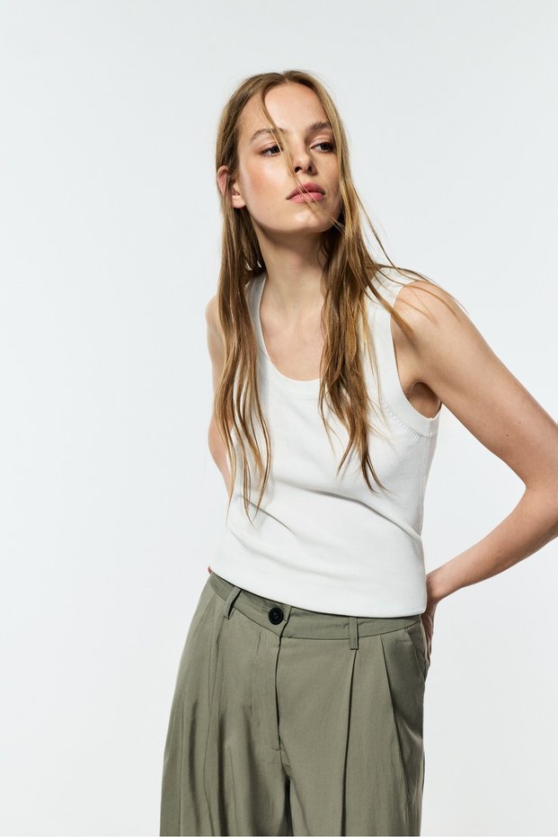 KADIN Dökümlü triko basic top