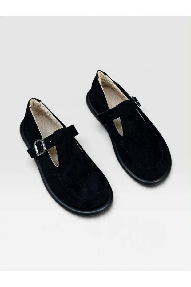 Black Suede (Olivia) Women's Loafer with Buckle Detail