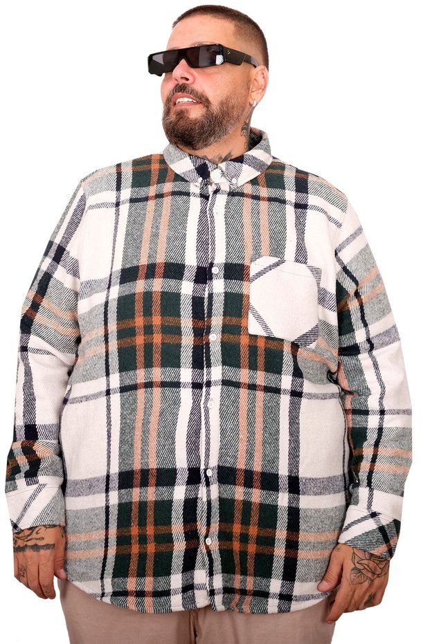 Mode XL Large Size Men's Lumberjack Shirt 25394 Khaki