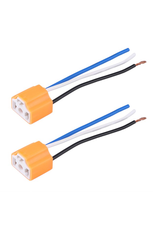 WHITE 2Pcs Female Ceramic Headlight Connector Plug Adapter Socket for H4/9003/HB2 H4 Headlight Conne