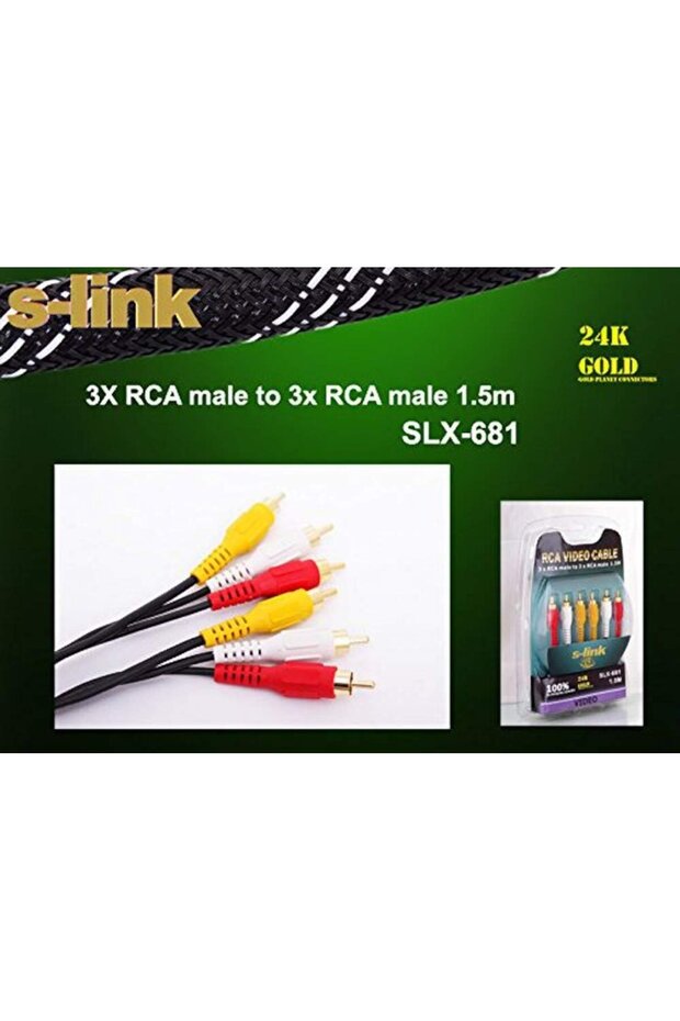 SLX-681 كابل فيديو RCA بطول 1.5 متر و3 مقابس