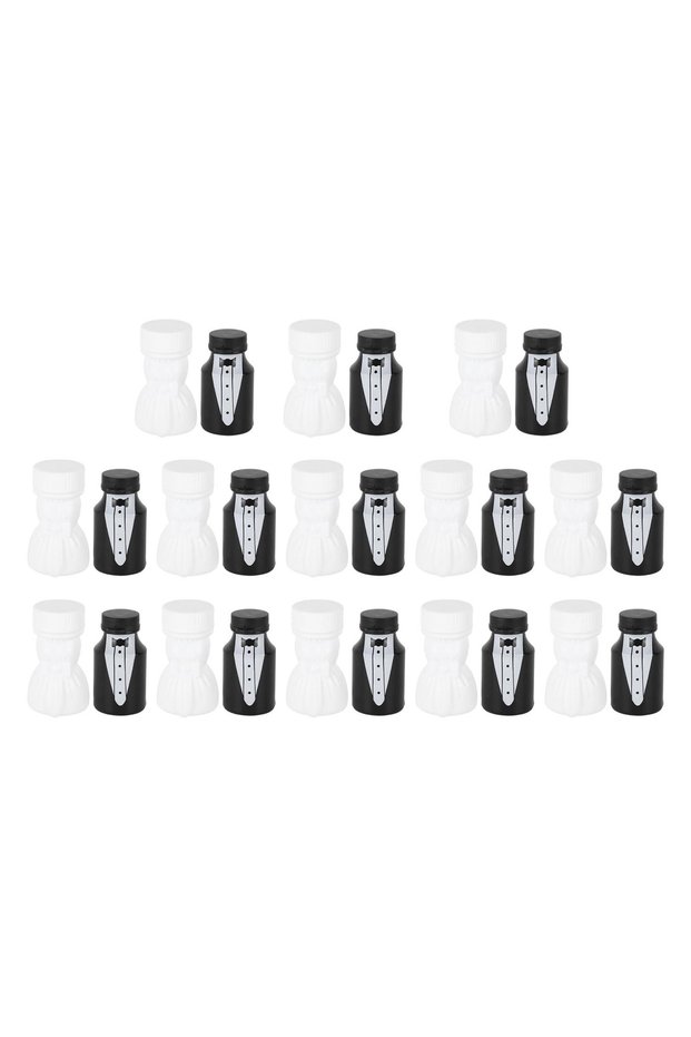 26pcs Wedding Bubble Bottle Plastic Bubble Party Bottle Romantic Decorations Bride and Groom Black