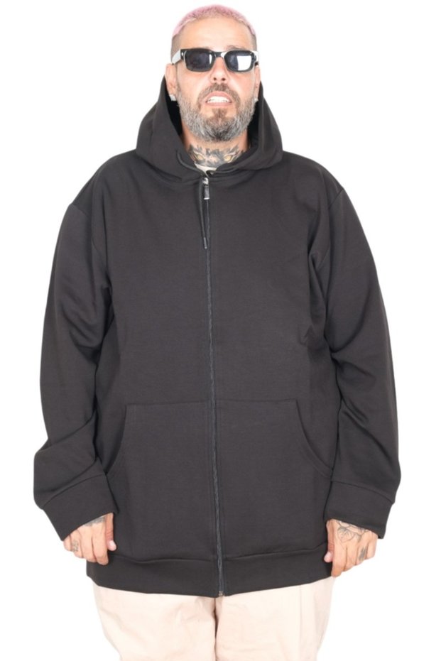 Mode XL Men's Cardigan Kapson Zippered Steel Interlock 21600 Black