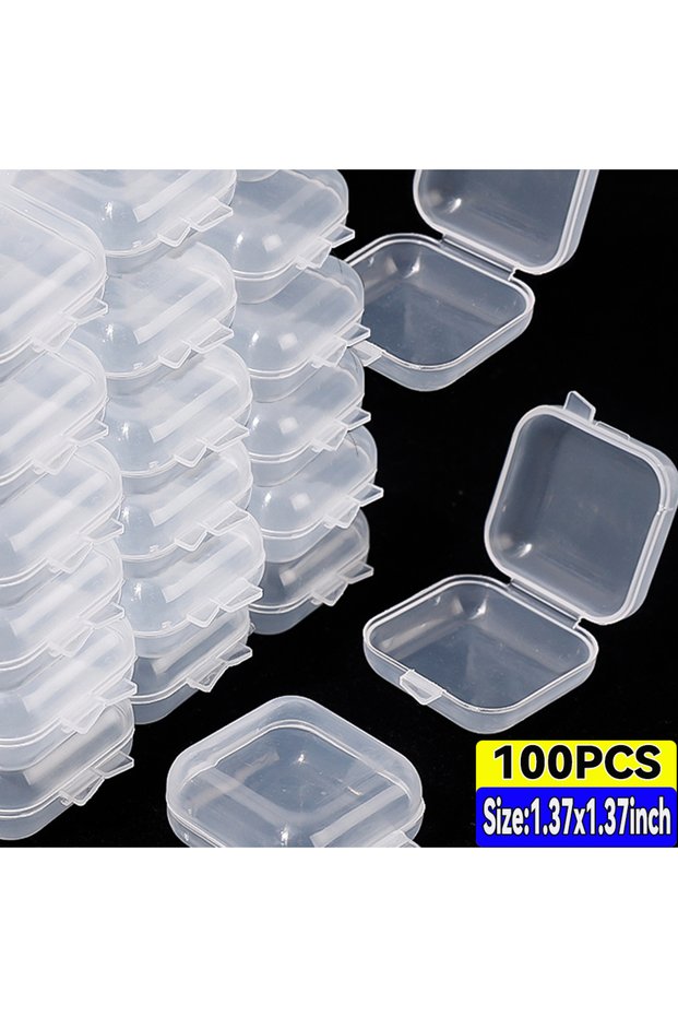 1.37x1.37inch 100pcs 10-100PCS Mini Storage Box Transparent Plastic Jewelry Storage Boxes Container