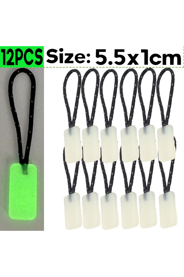 12pcs 12-1pcs Luminous Zipper Pull Kit Markers Glow in The Dark Night for Coat Jacket Rucksacks Tent