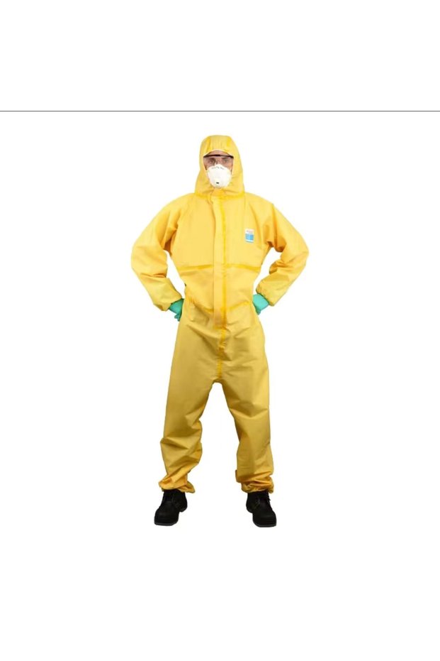 XXL yellow-1PCS Chemical Protective Suit Coverall Hazardous Chemicals Liquid Proof Sulfuric Acid And