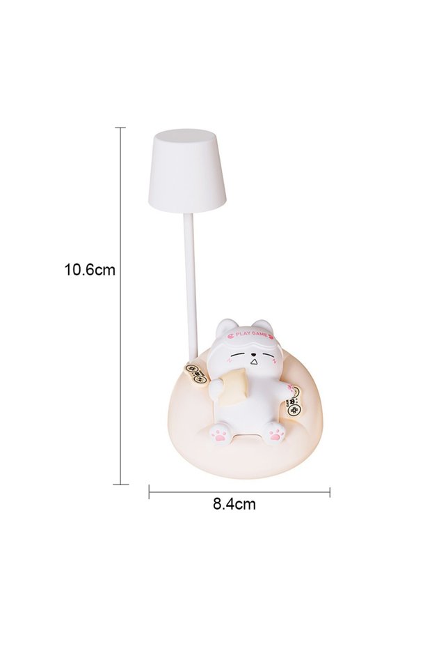 White LED Table Night Light Cartoon Cute Pet Animal Bear Pig Cat Dog USB Recharge Battery Child Eye