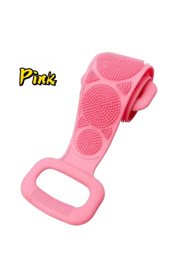 70cm Pink Silicone Body Sponge Exfoliating Back Scrubber Rubbing Peeling Massage Full Body Bath Tool