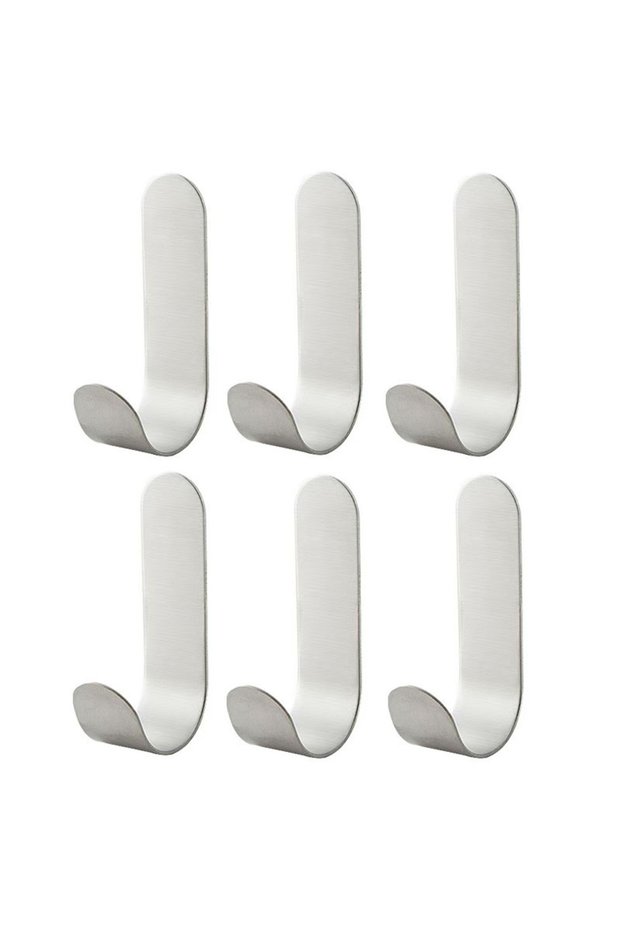 6Pcs 4/6/8PCS Strong Stainless Steel Self-Adhesive Wall Hooks Waterproof Sticky Hooks Bathroom Hang