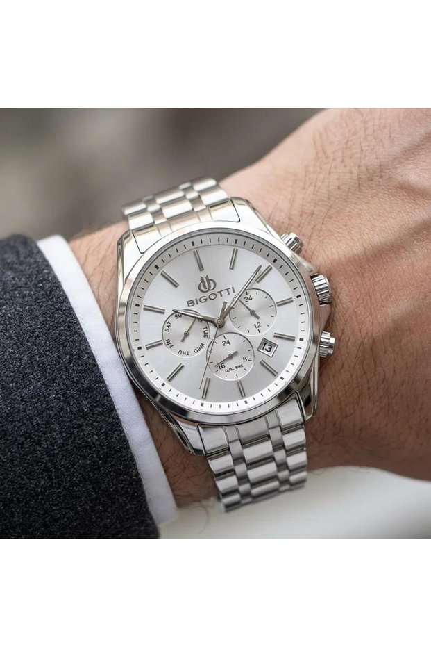 Silver Color Functions Active Steel Case 2 Year Warranty Men's Wristwatch Bg.1.10691-6