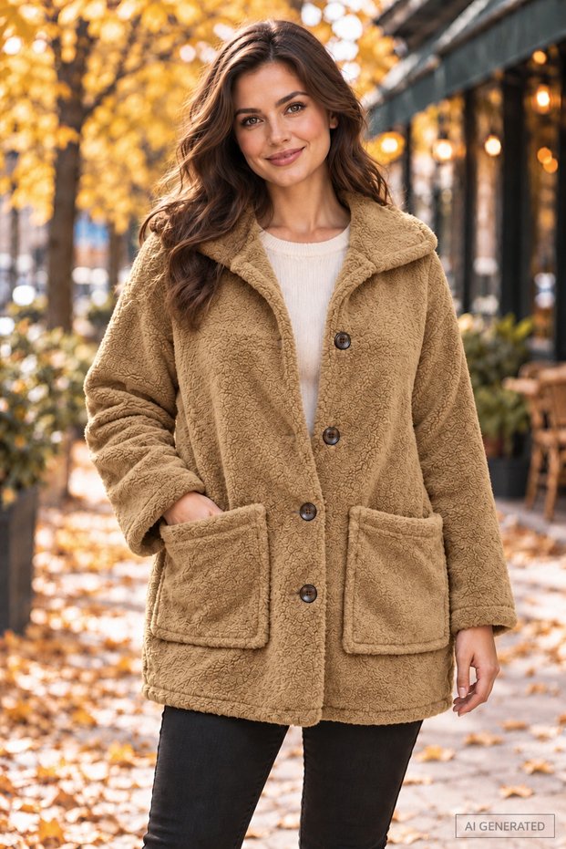 En Welsoft Women's Coat Soft Warm Buttoned