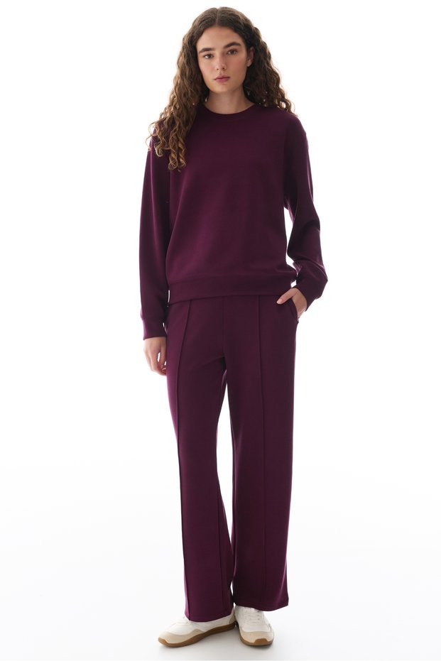 Burgundy Modal Crew Neck Oversize Sweatshirt