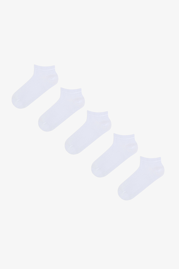 White Essential Cotton 5 Pairs of Booties Socks