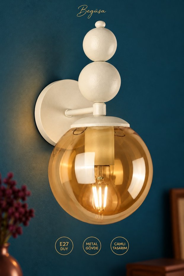 Endless Sconce White Honey Glass, Modern Decorative Sconce, Wall Lighting, Living Room, Bedroom and Hallway Lighting