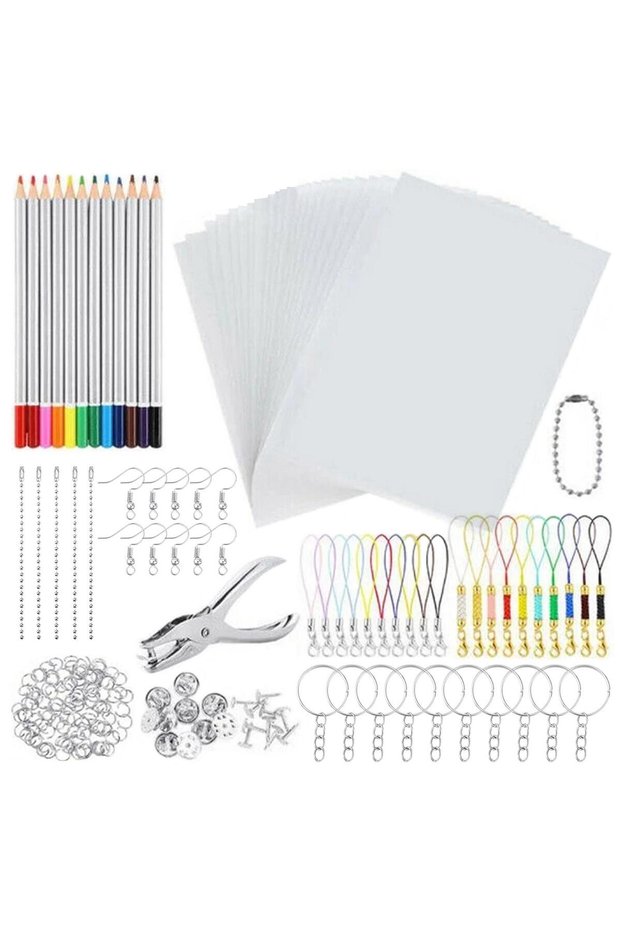198 Pieces Heat Shrink Plastic Sheets Set Shrinky Art Film Paper Heat for DIY Keychain Ornaments Cre