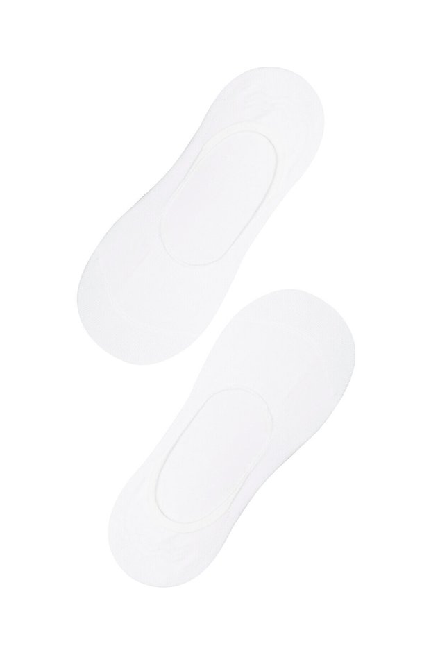 2 Pairs of Cotton Non-Slip Heeled White Ballerina Socks