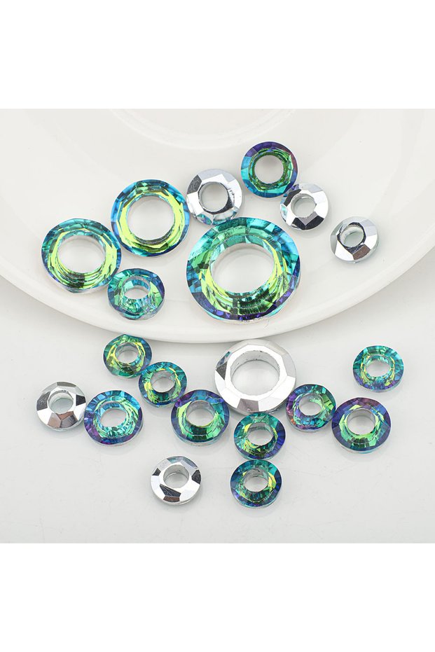 LvG 8-20MM 20Pcs Multi Size Large Hole Circle Angel Ring Mixed Color Series Nail Pendant Glass Jewel