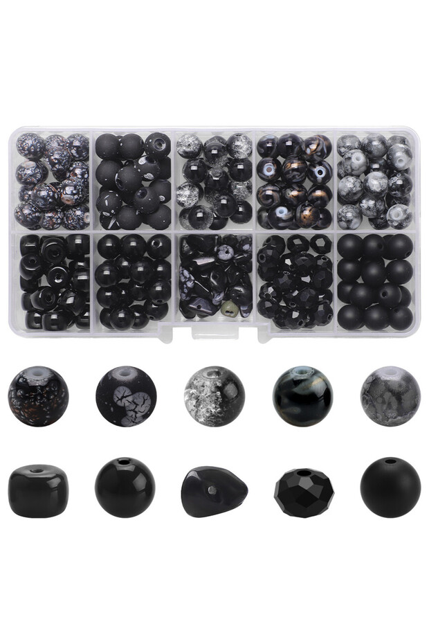 SX-Black 200Pcs/Box 8mm Crystal Glass Round Spacer Beads Gravel Chip For DIY Making Jewelry Handmade