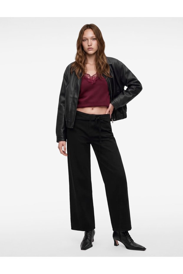 Regular Waist Zipper Pocket Loose Fit Denim Trousers - Loose Straight Fit Jeans