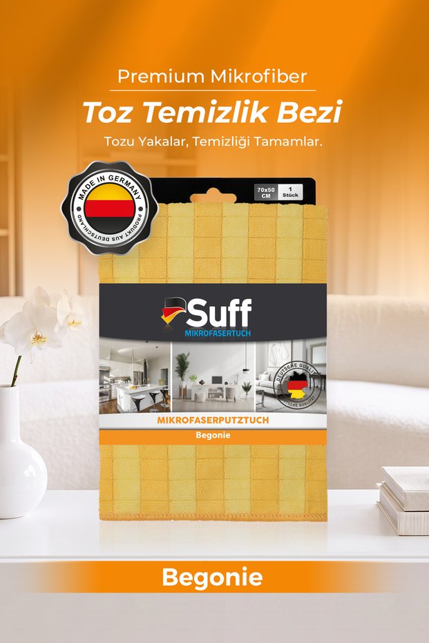Begonie Microfiber Dusting Cloth Professional General Cleaning Cloth with Stripes 70X50 cm Yellow