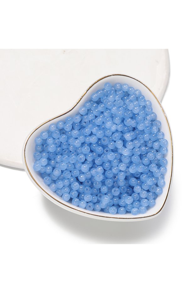100pcs Blue 50/100pcs 4mm Colored Glass Imitation Jade Round Beads Spacer Beads for DIY Earrings Nec