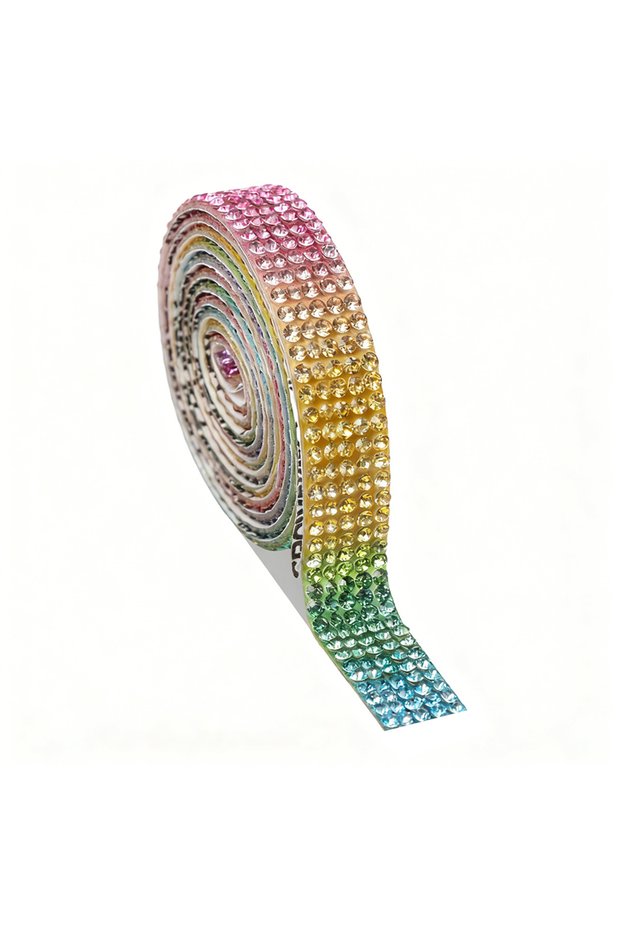 1Roll Colorful Rhinestone Ribbon Self Adhesive Bedazzling Rhinestone Strips for DIY Craft, Rhineston
