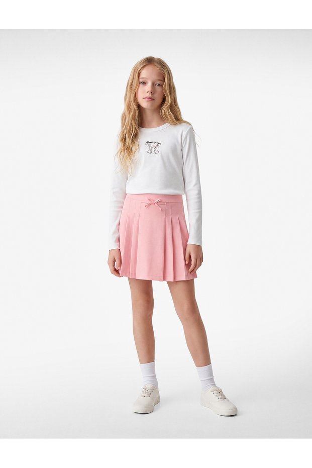 Embroidered Cotton Crew Neck Long Sleeve T-Shirt