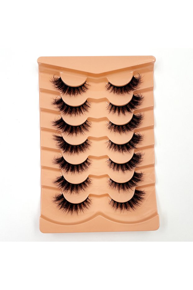 YZ22 New 7 Pairs of Thick, 3D Simulation Mink Fur Fake Eyelashes Short, Dramatic Fake Eyelashes Whol